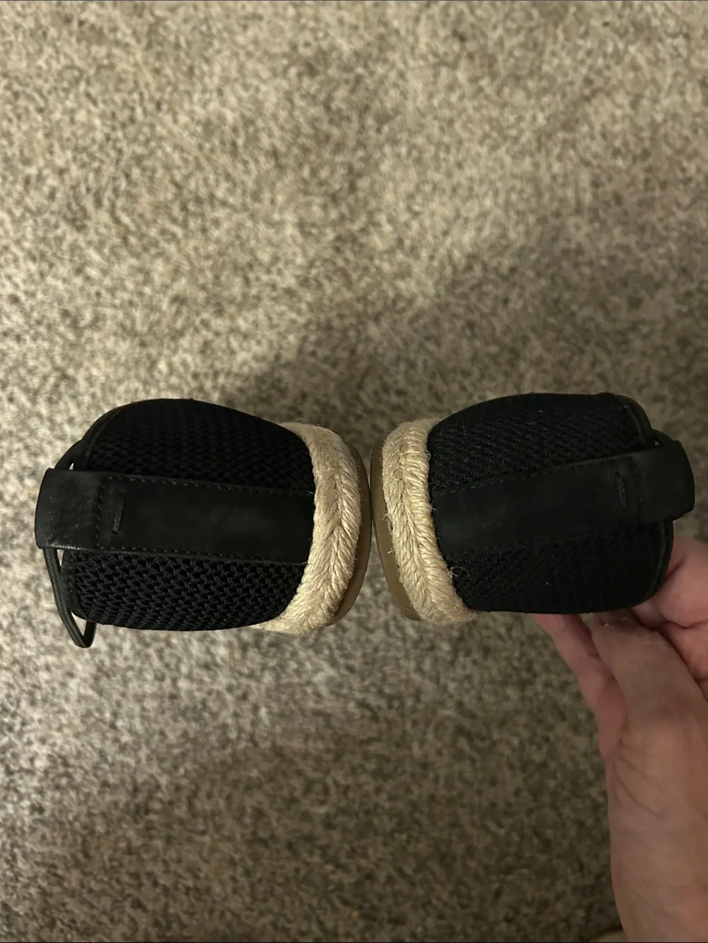 Eileen Fisher Black Mesh Espadrille Flat Sandals,‎ Size 11.5